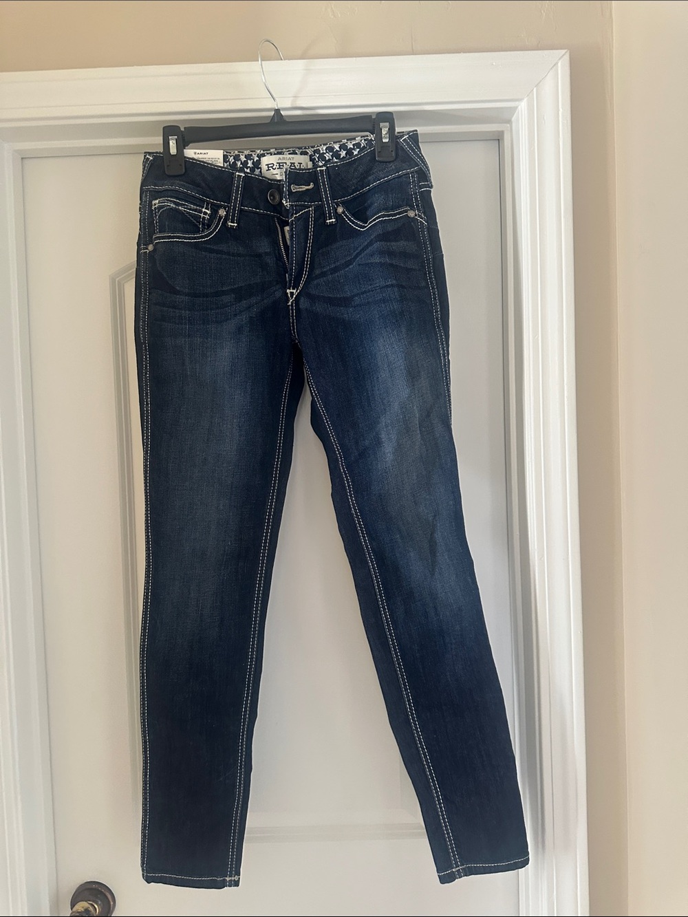 Ariat Indigo Skinny Jeans with White Contrast Stitching